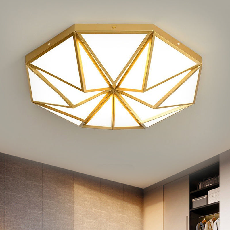 Geometric Great Room Flush Light Acrylic LED Simplicity Ceiling Mounted Fixture in Black/White/Gold