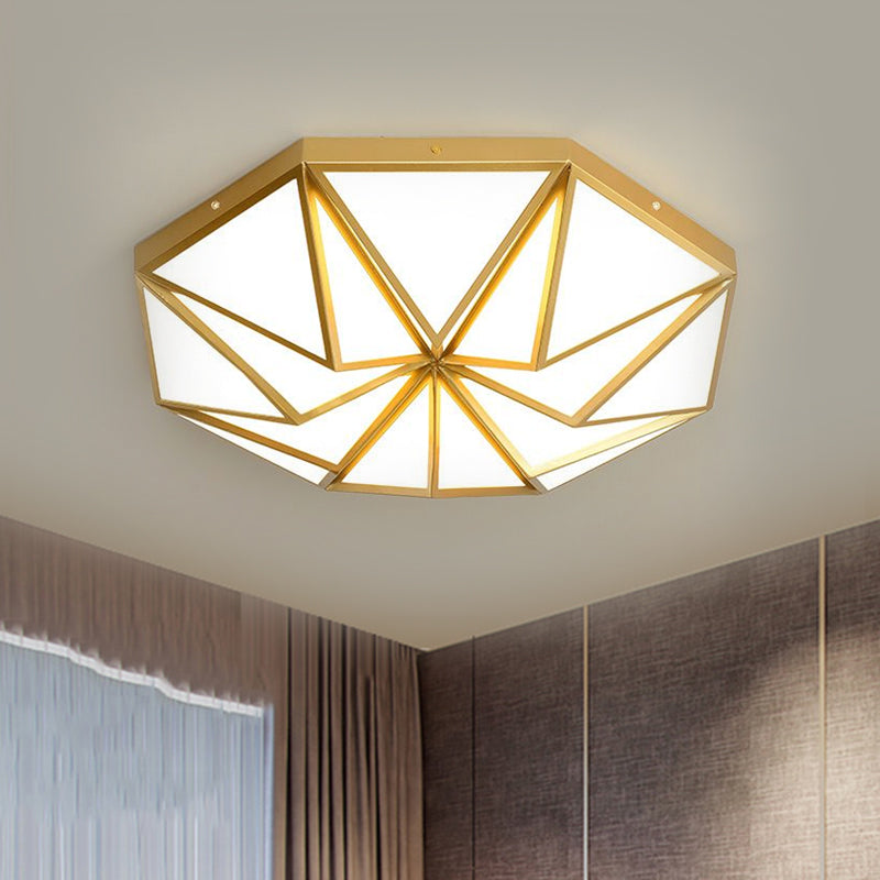 Geometric Great Room Flush Light Acrylic LED Simplicity Ceiling Mounted Fixture in Black/White/Gold