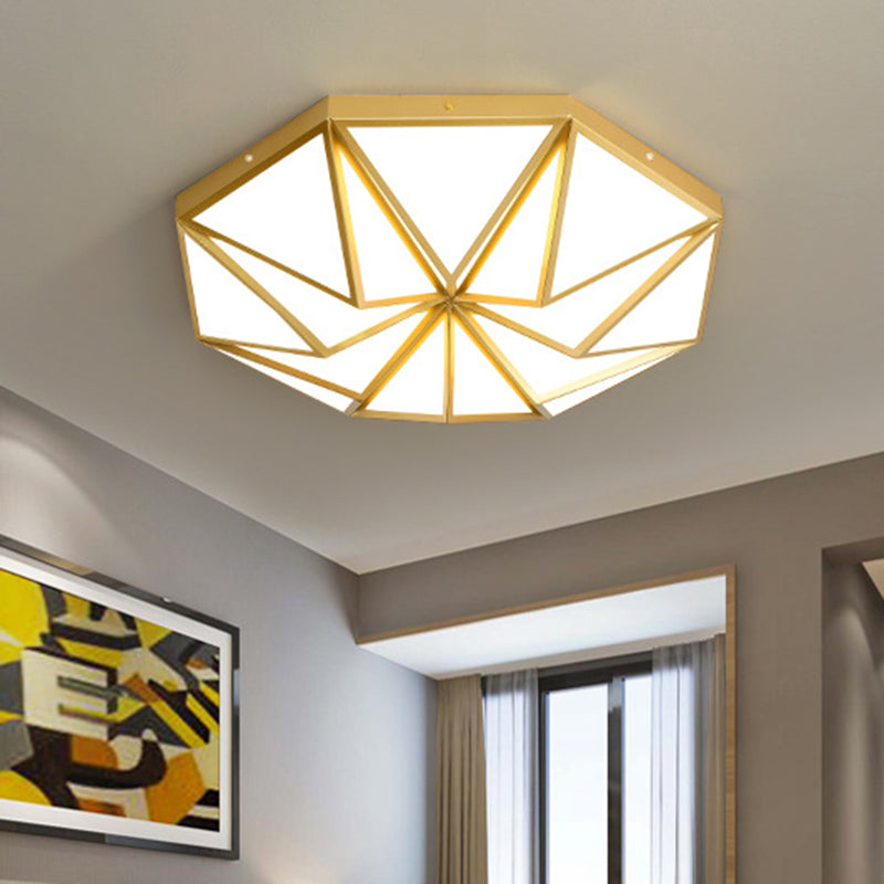 Geometric Great Room Flush Light Acrylic LED Simplicity Ceiling Mounted Fixture in Black/White/Gold