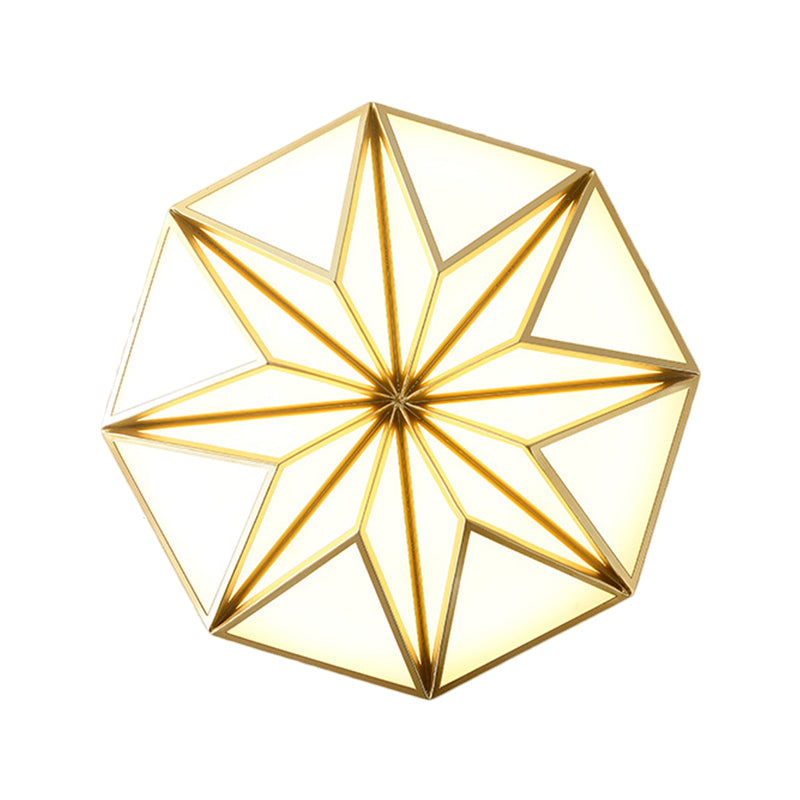 Geometric Great Room Flush Light Acrylic LED Simplicity Ceiling Mounted Fixture in Black/White/Gold