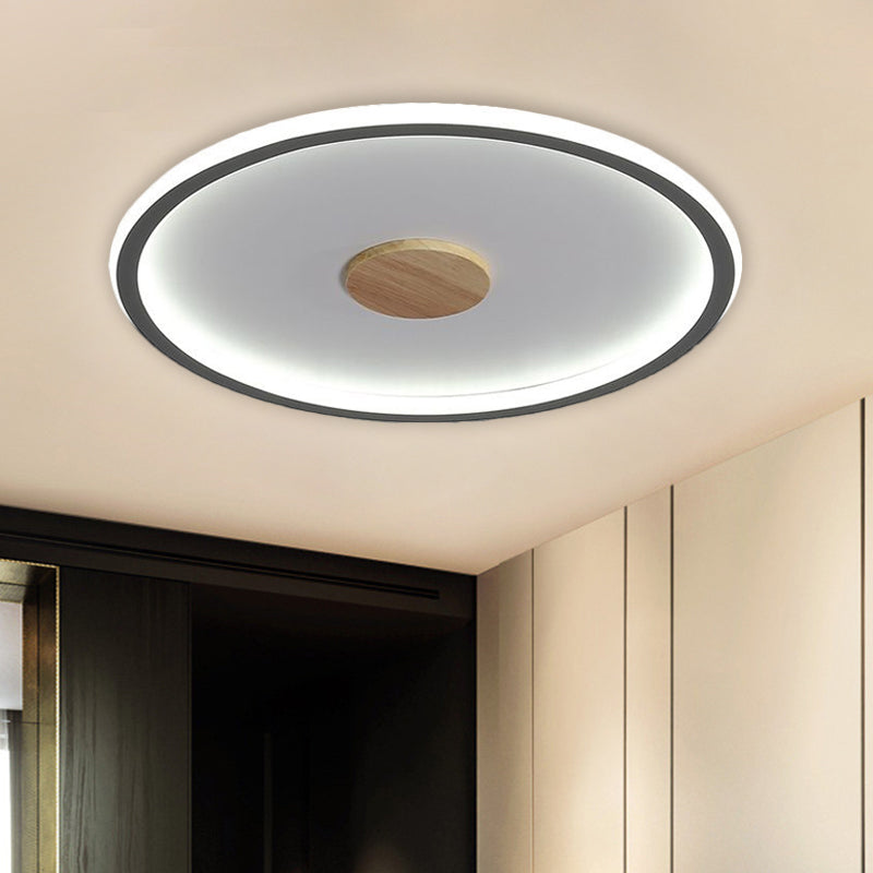 16.5"/20.5" Width Circular LED Flushmount Lighting Simple Metallic Living Room Ceiling Mounted Fixture in Black/Grey, Warm/White Light