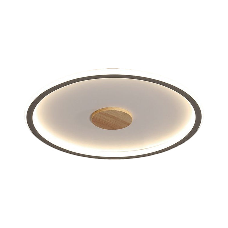 16.5"/20.5" Width Circular LED Flushmount Lighting Simple Metallic Living Room Ceiling Mounted Fixture in Black/Grey, Warm/White Light