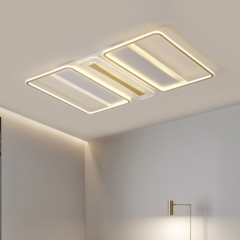 Chiaro rettangolo acrilico semi -filo moderno stile moderno bianco vicino alla lampada del soffitto in luce calda/bianca
