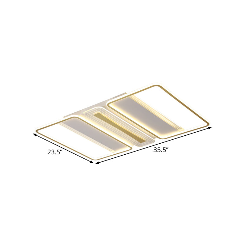 Chiaro rettangolo acrilico semi -filo moderno stile moderno bianco vicino alla lampada del soffitto in luce calda/bianca