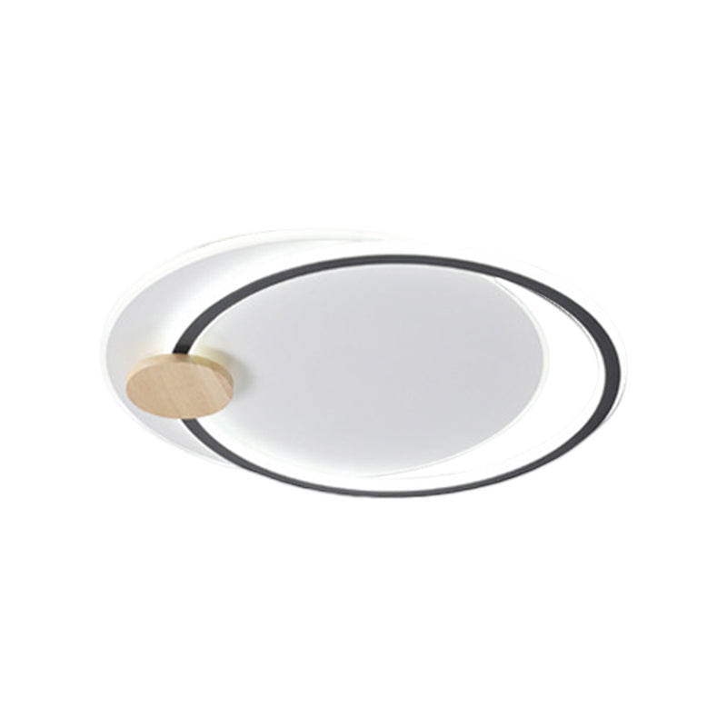 Metal LED Circle Ceiling Lamp Simplicity Black/Grey Flush Mount Lighting Fixture in Warm/White Light, 16.5"/20.5" Width