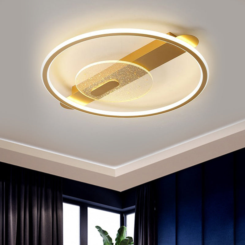 Monte semi-flush rotonda nera/oro Simplicità Apparecchiatura del soffitto acrilico in luce calda/bianca, larghezza 16,5 "/20,5"
