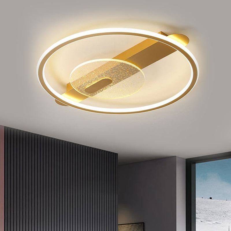 Monte semi-flush rotonda nera/oro Simplicità Apparecchiatura del soffitto acrilico in luce calda/bianca, larghezza 16,5 "/20,5"
