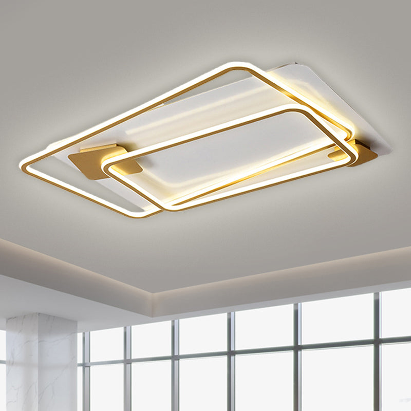 Rechteck halb flush leichte einfache Style Metallic Wohnzimmer LED in der Nähe der Deckenlampe