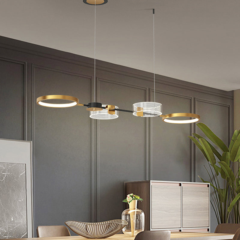 Metallic Circular Island Pendant Modernist LED Suspension Lighting Fixture in Gold