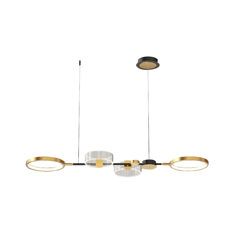 Metallic Circular Island Pendant Modernist LED Suspension Lighting Fixture in Gold