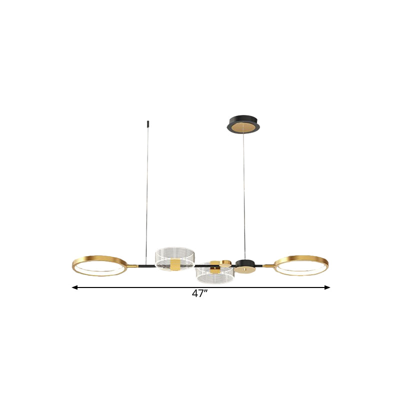 Metallic Circular Island Pendant Modernist LED Suspension Lighting Fixture in Gold