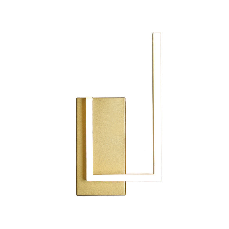 Right-Angle Linear Wall Lamp Simple Metal LED Gold Wall Sconce with Rectangle Backplate in Warm/White/3 Color Light