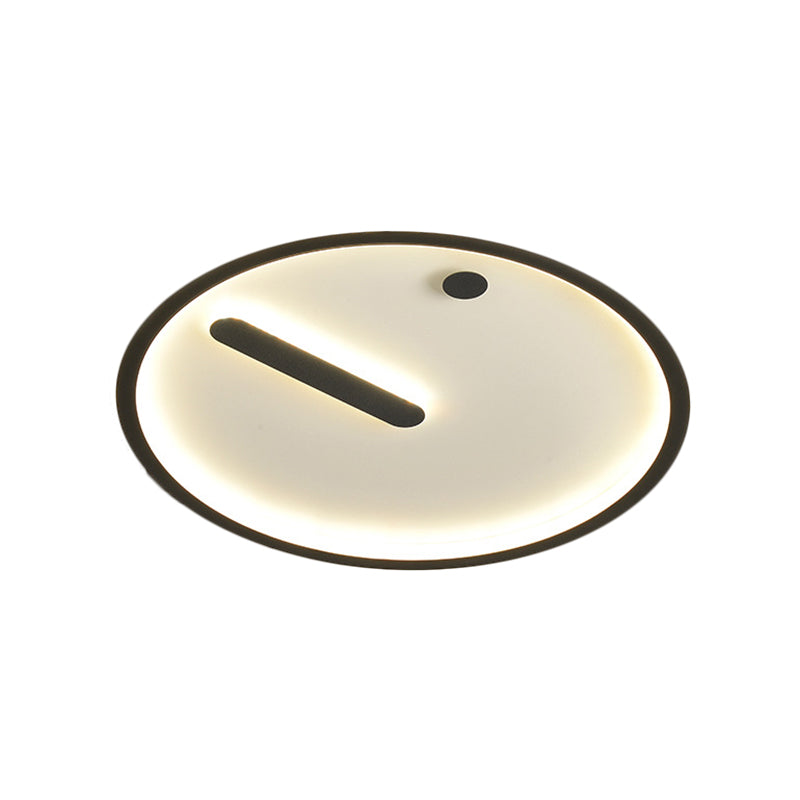 Black and White LED Circle Flush Mount Modernist Metallic Ceiling Fixture in Warm/White Light, 12"/16"/19.5" Wide