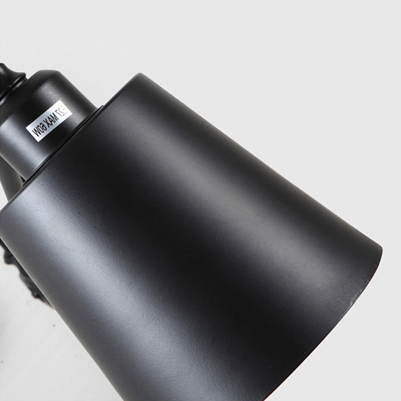 1 Light Metallic Wall Mount Light Contemporary Black/Rust Tapered Bedroom Wall Light Sconce with Adjustable Arm