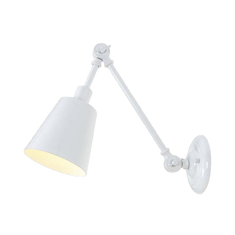 1 Light Metallic Wall Mount Light Contemporary Black/Rust Tapered Bedroom Wall Light Sconce with Adjustable Arm