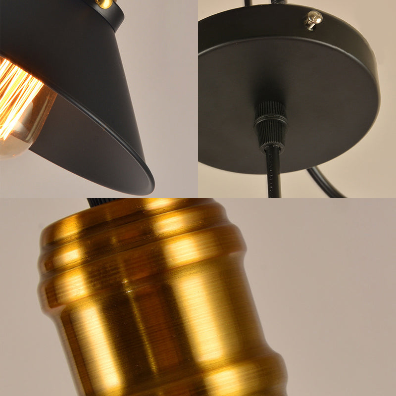 1/2/3-Pack Cone Metallic Hanging Light Industrial Style 8.5"/10" Wide 1 Bulb Dining Table Pendant Lamp in Black Finish