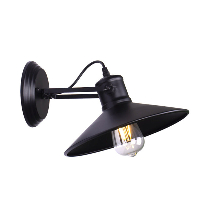 Metallic Saucer Sconce Wall Lighting Antique Style 1 Bulb Corridor Wall Sconce Lamp in Black/Rust
