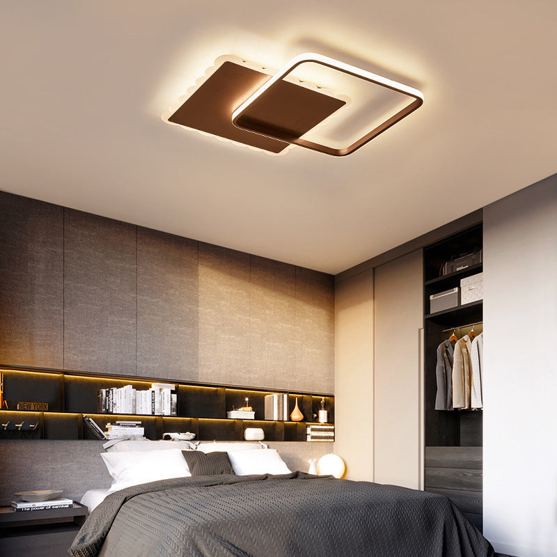 Square Ceiling Light Modern Acrylic LED White/Brown Flush Ceiling Light Fixture in Warm/White/Natural Light