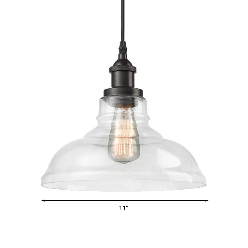 Schwarz 1 hängende Beleuchtung Industrielles klares Glas Scheune Hängende Lampe für Innenräume