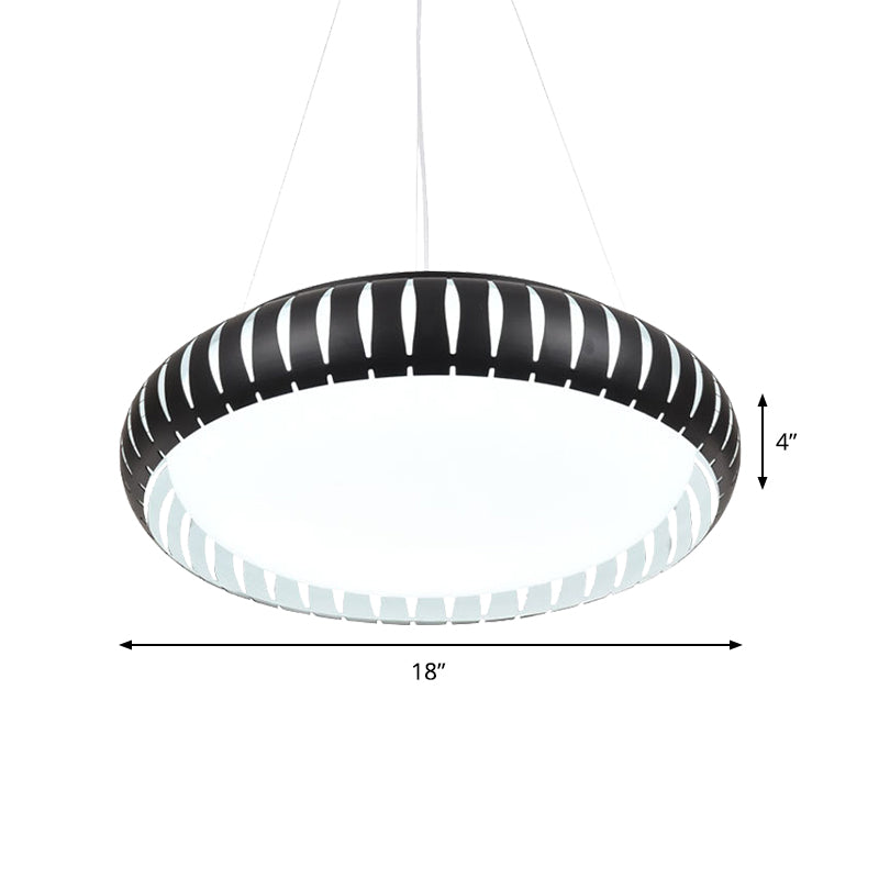 Lámpara moderna de metal de metal de techo redondo LED/negro/blanco en luz cálida/blanca/natural, 18 "/22" de ancho