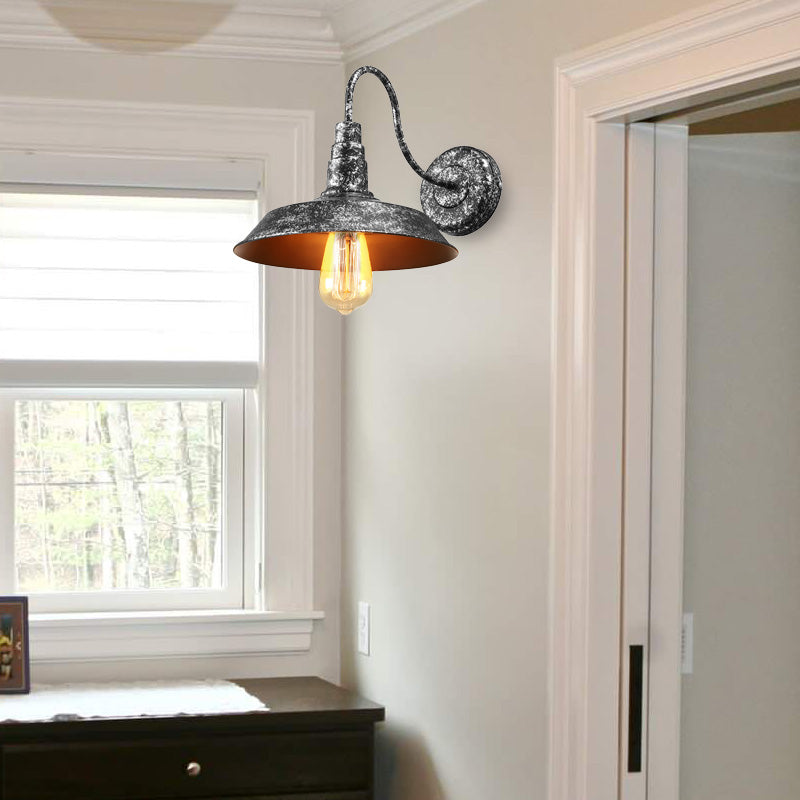 Lampada con funce murale di fienile in stile antico 1 illuminazione da parete con applique di ferro leggera con braccio a collo di ceso in bronzo/ruggine per camera da letto