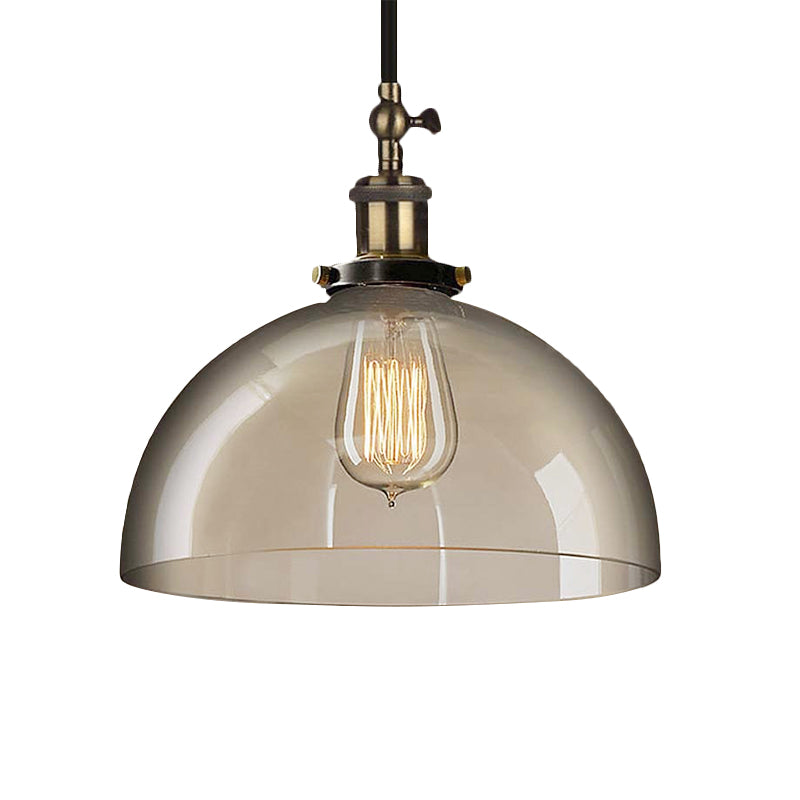 Brass Dome Pendant Fixture Clear Glass 1 Light Dining Room Hanging Ceiling Light