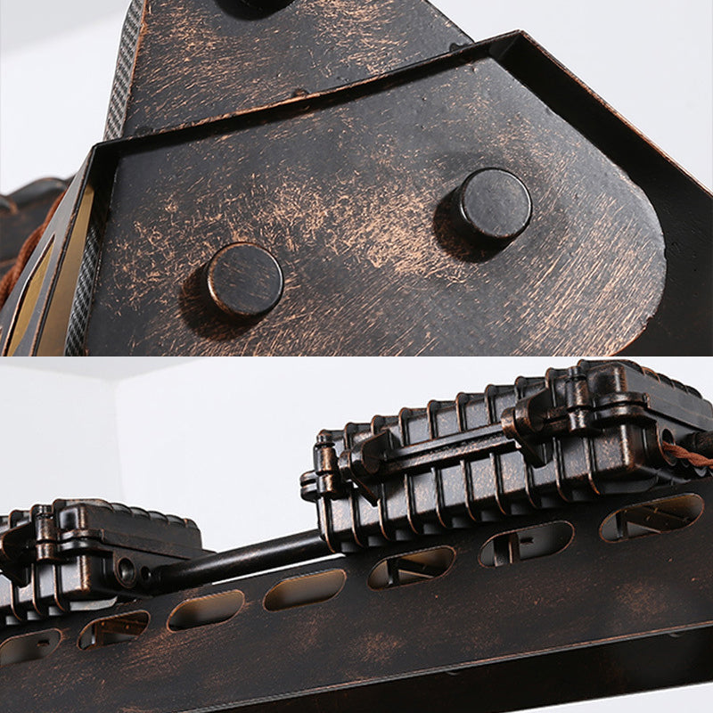 Metallic Train Shape Chandelier 3 Bulbs Industrial Creative Hanging Light in Rust for Cottage