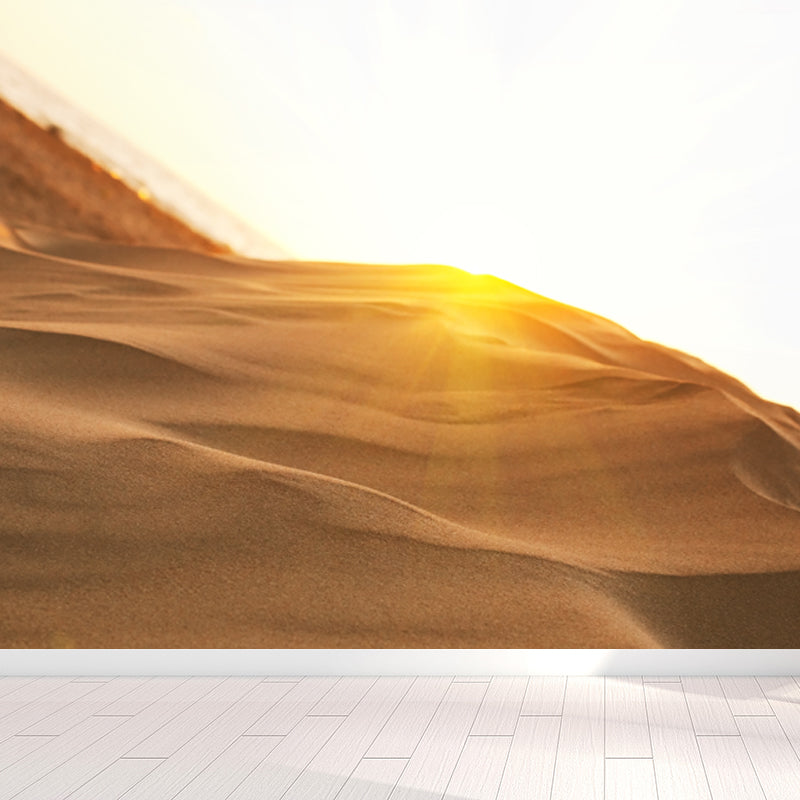 Whole Modern Wall Mural Yellow Desert Sand with Sunlight Landscape Wall Art, Custom Made
