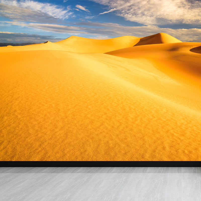 Non-Woven Big Yellow Mural Modernist Sand Dunes View Wall Covering, Customized Size