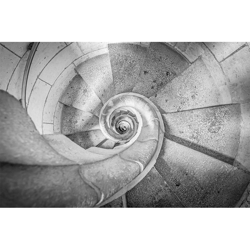 Giant Architecture Mural Decal Modern Hypnosis Cement Stairs Wall Art in Grey, Custom Made