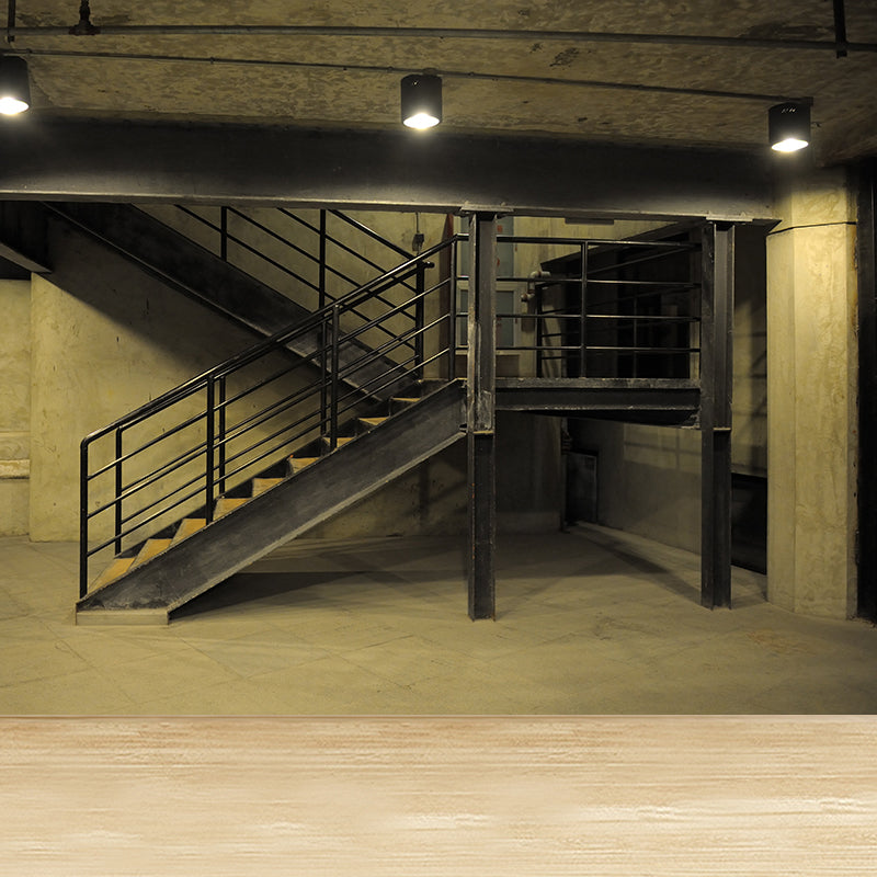 Iron Staircase Wall Covering Mural Industrial Waterproof Wine Club Wall Decor, Optional Size