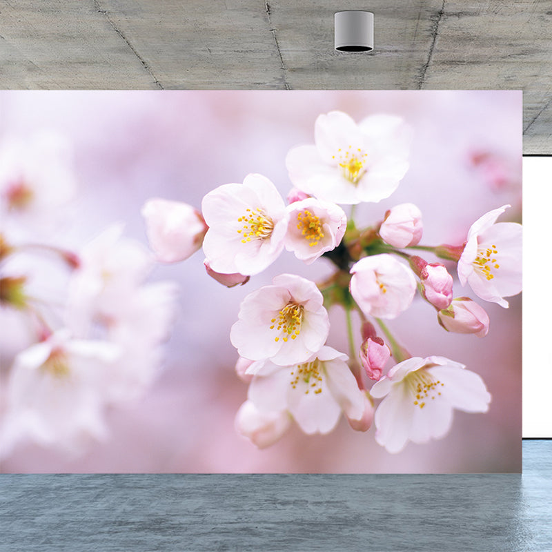 Huge Cherry Wall Mural for Bedroom Floral Print Wall Art in White for Home Decor