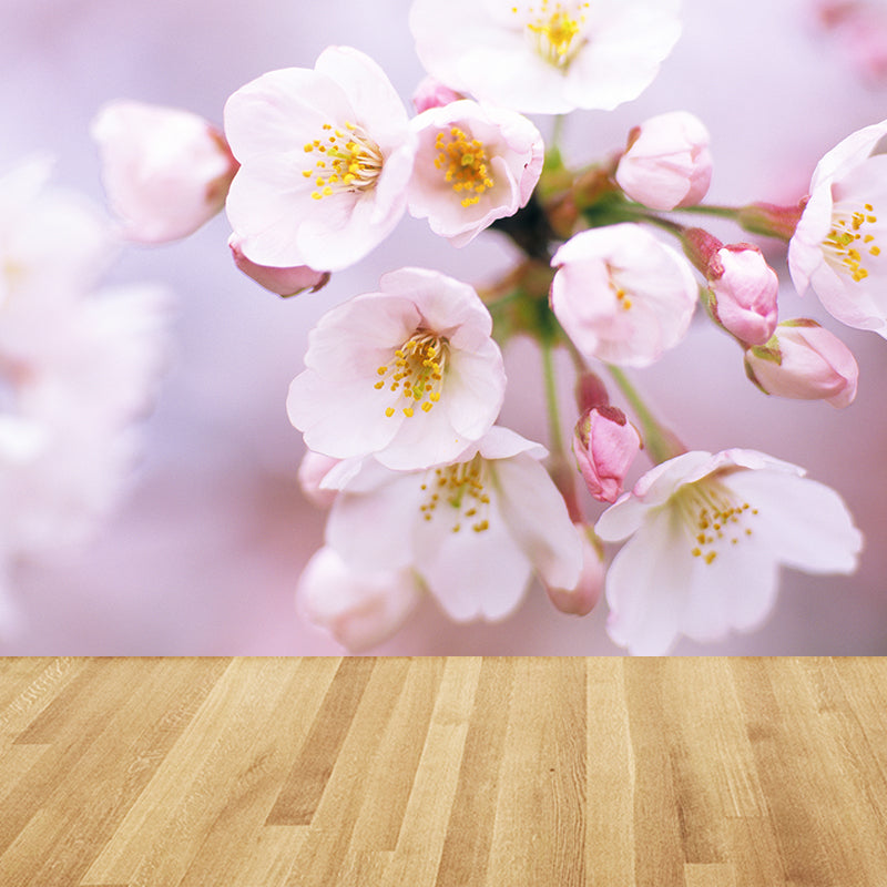 Huge Cherry Wall Mural for Bedroom Floral Print Wall Art in White for Home Decor