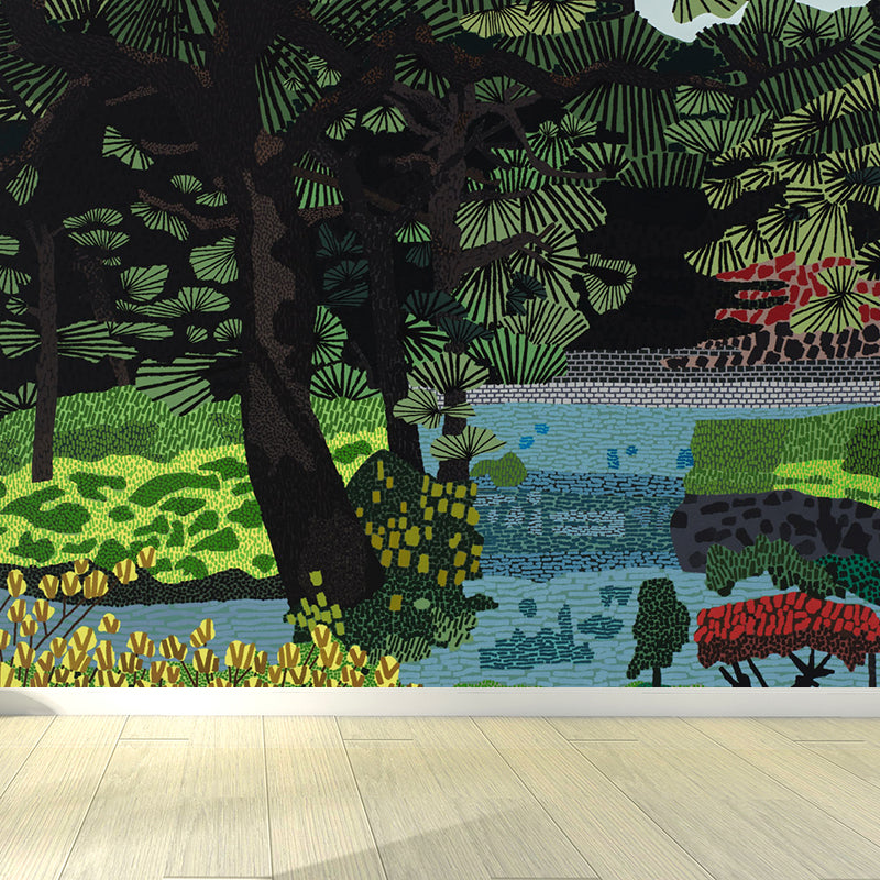 Whole Trees Mural Wallpaper Moisture Resistant Contemporary Living Room Wall Covering