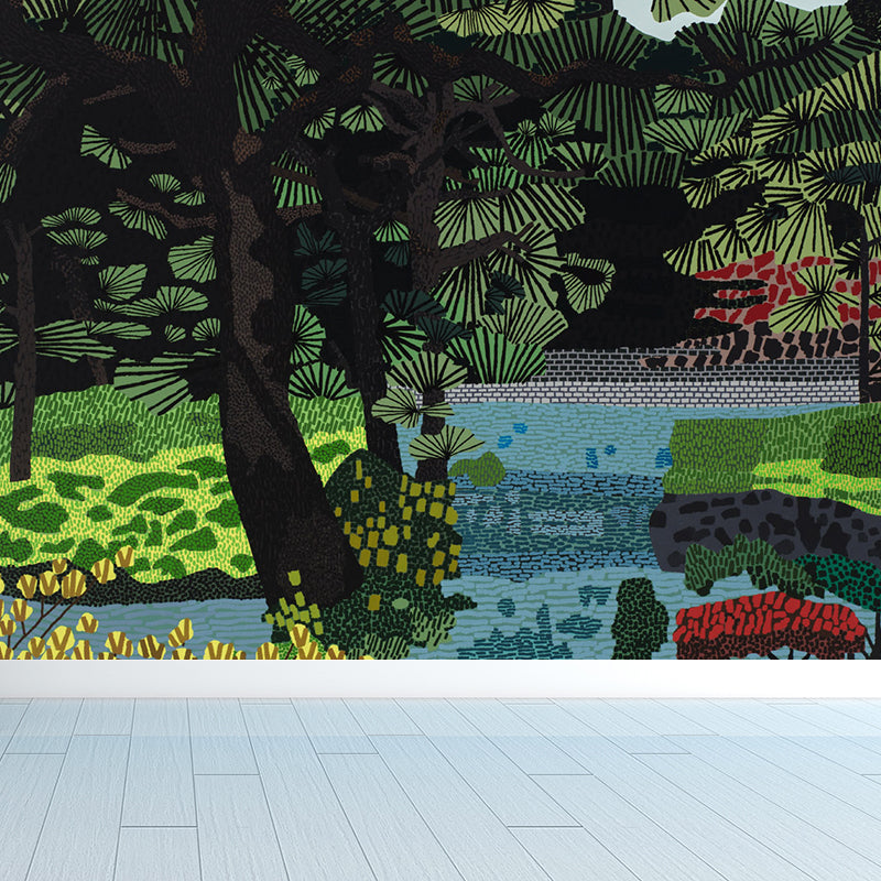 Whole Trees Mural Wallpaper Moisture Resistant Contemporary Living Room Wall Covering