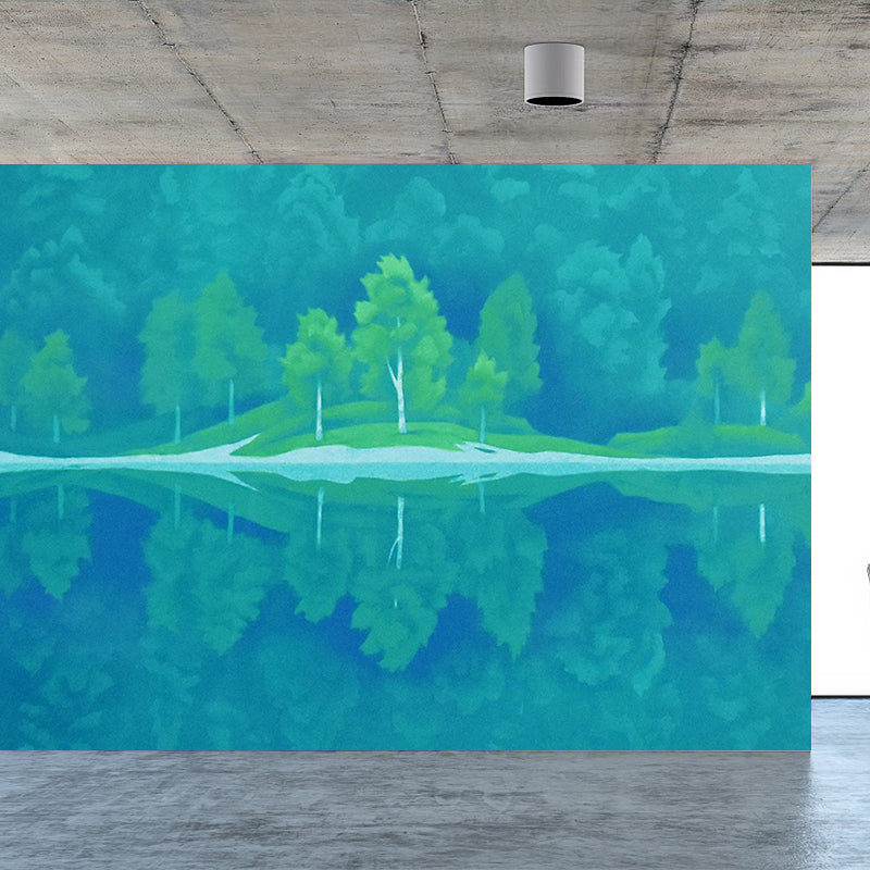 Modern Nature Plants Mural Decal Green Living Room Wall Covering, Custom Printed