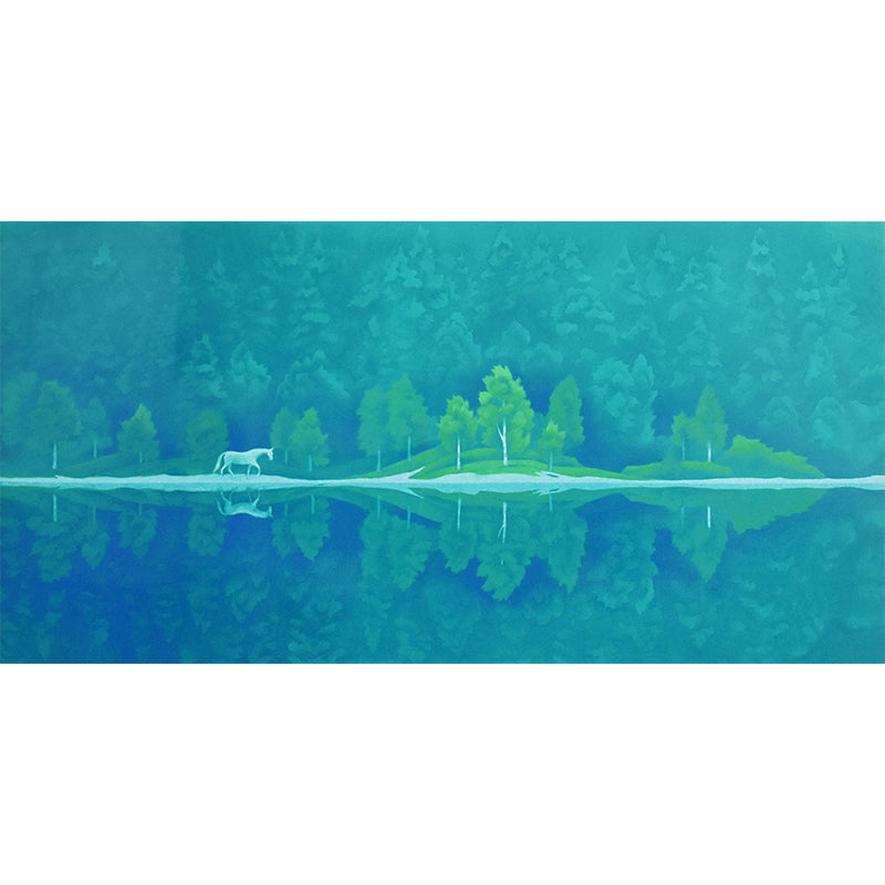 Modern Nature Plants Mural Decal Green Living Room Wall Covering, Custom Printed