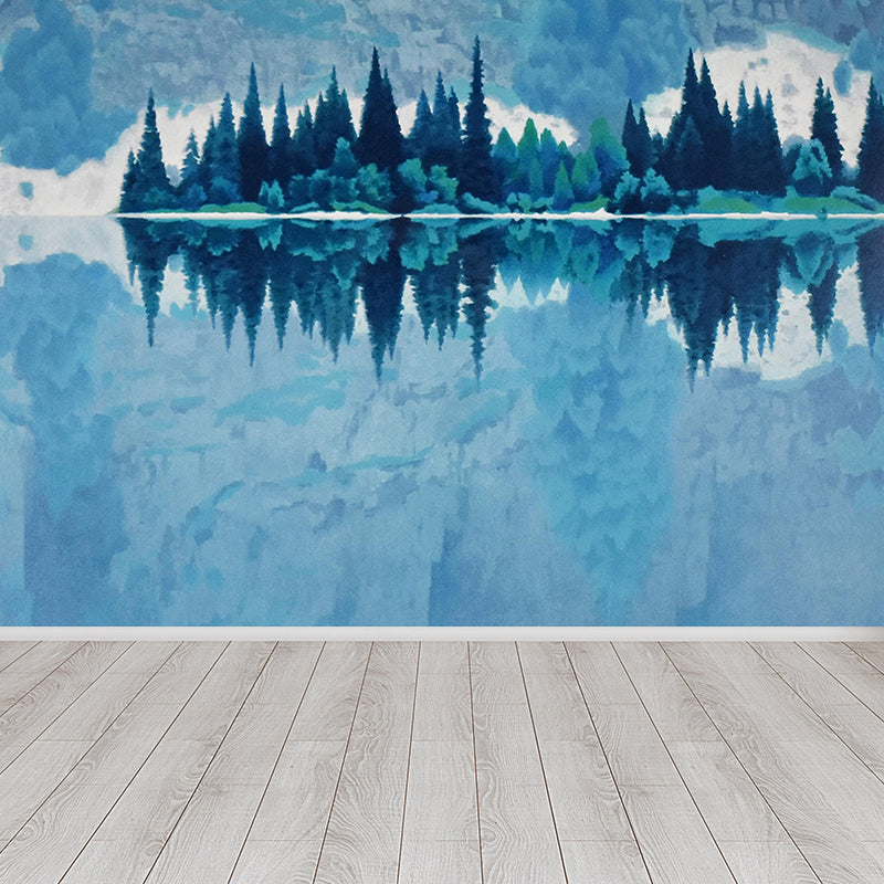 Trees and Lake Wall Mural Contemporary Decorative Girls Room Wall Covering, Custom Printed