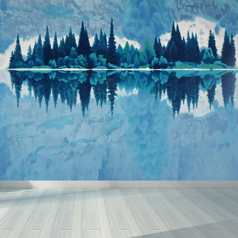 Trees and Lake Wall Mural Contemporary Decorative Girls Room Wall Covering, Custom Printed