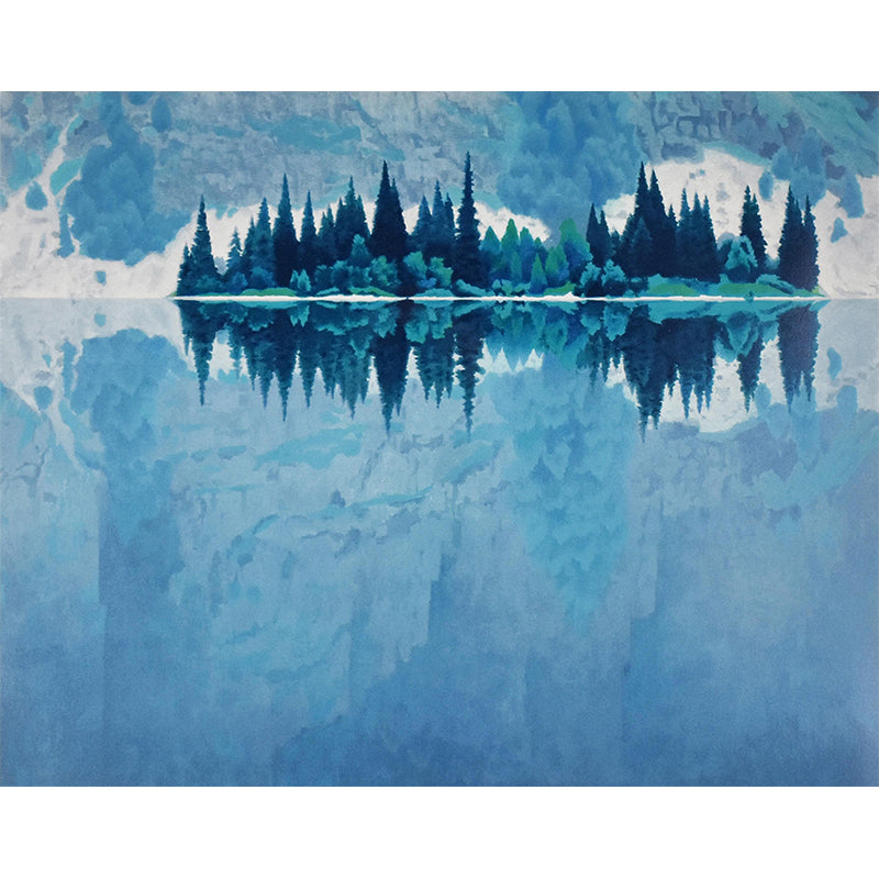 Trees and Lake Wall Mural Contemporary Decorative Girls Room Wall Covering, Custom Printed