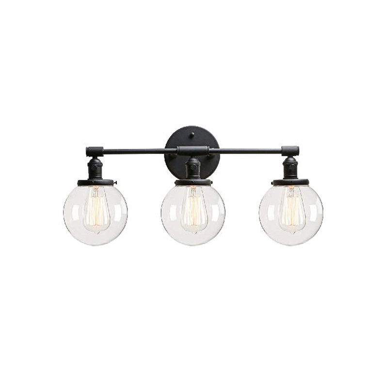 Schwarze 3 Lichter Leuchten Leuchten Licht Industrial Clear Glass Bubble Schatten Beleuchtung für den Freien