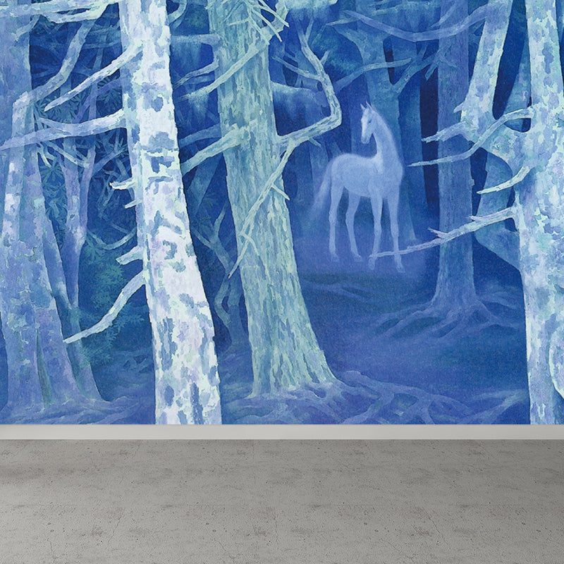 Water Resistant Forest Mural Non-Woven Texture Modern Wall Covering for Living Room