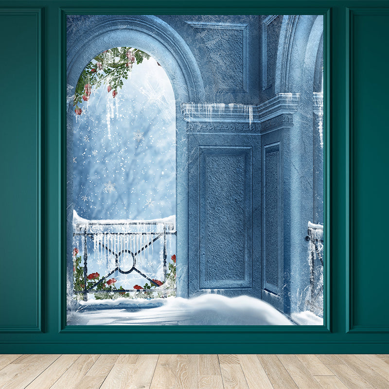 Contemporary Arched Door Mural Decal Blue Dining Bedroom Wall Decor, Personalized