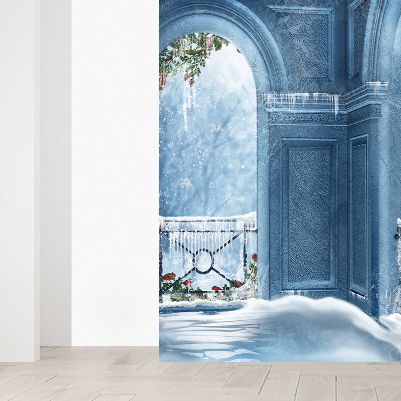 Contemporary Arched Door Mural Decal Blue Dining Bedroom Wall Decor, Personalized