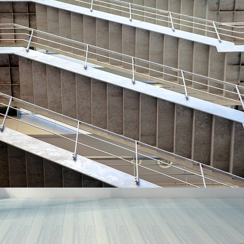 Modern Slide Staircase Mural Wallpaper Non-Woven Washable Grey Wall Covering for Bedroom