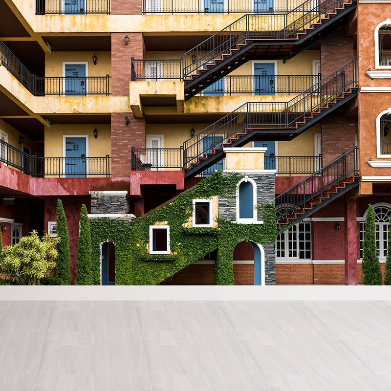 Yellow House Outer View Mural Architecture Modern Waterproofing Wall Decor for Home