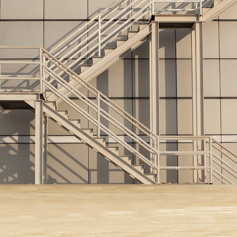 Sunset Staircase View Mural Wallpaper Distressed White Modern Wall Art for Living Room