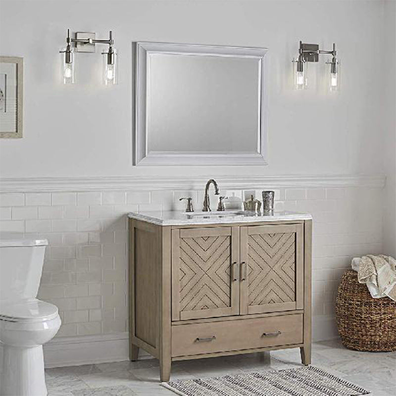 Chrom-/Nickelzylinder-Schatten Wandbeleuchtung modernes klares Glas 2-Licht-Esszimmer Leuchte Leuchte