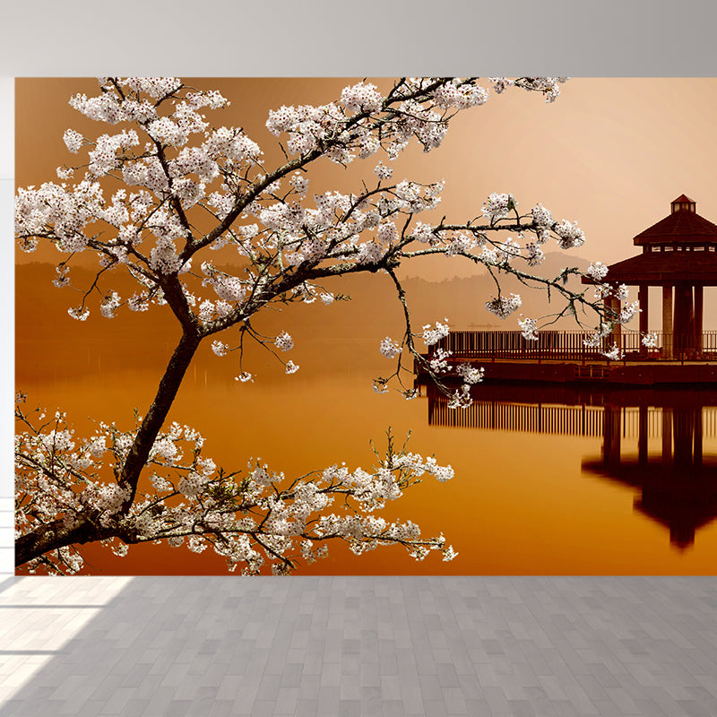 Cherry and Lake Wall Mural Modern Decorative Dining Room Wall Art, Custom Size Available