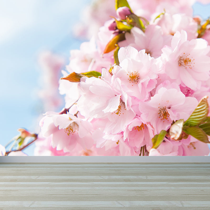 Cherry Bud Graphic Wall Mural Pink Decorative Wall Art for Bedroom, Custom Printed